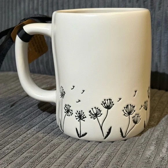 Rae Dunn White Mug with Black 'Have Faith' w/ Dandelion Design - Picture 2 of 5